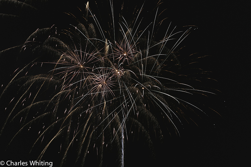 Fireworks light the night sky over LoDo Denver on Independence Day 2012