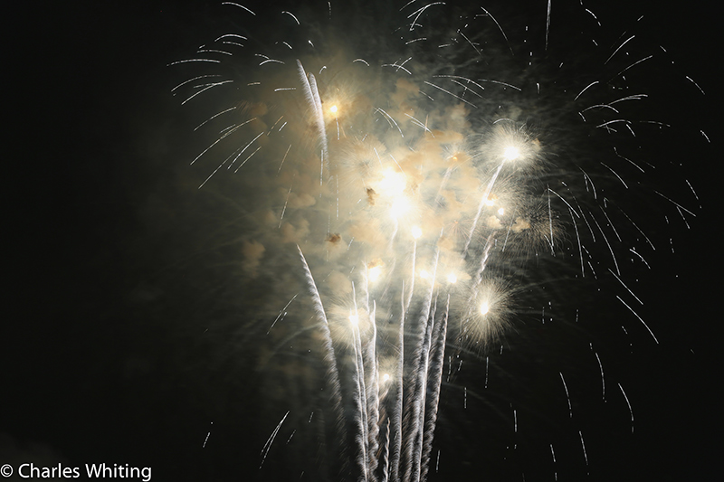 Fireworks light the night sky over LoDo Denver on Independence Day 2012