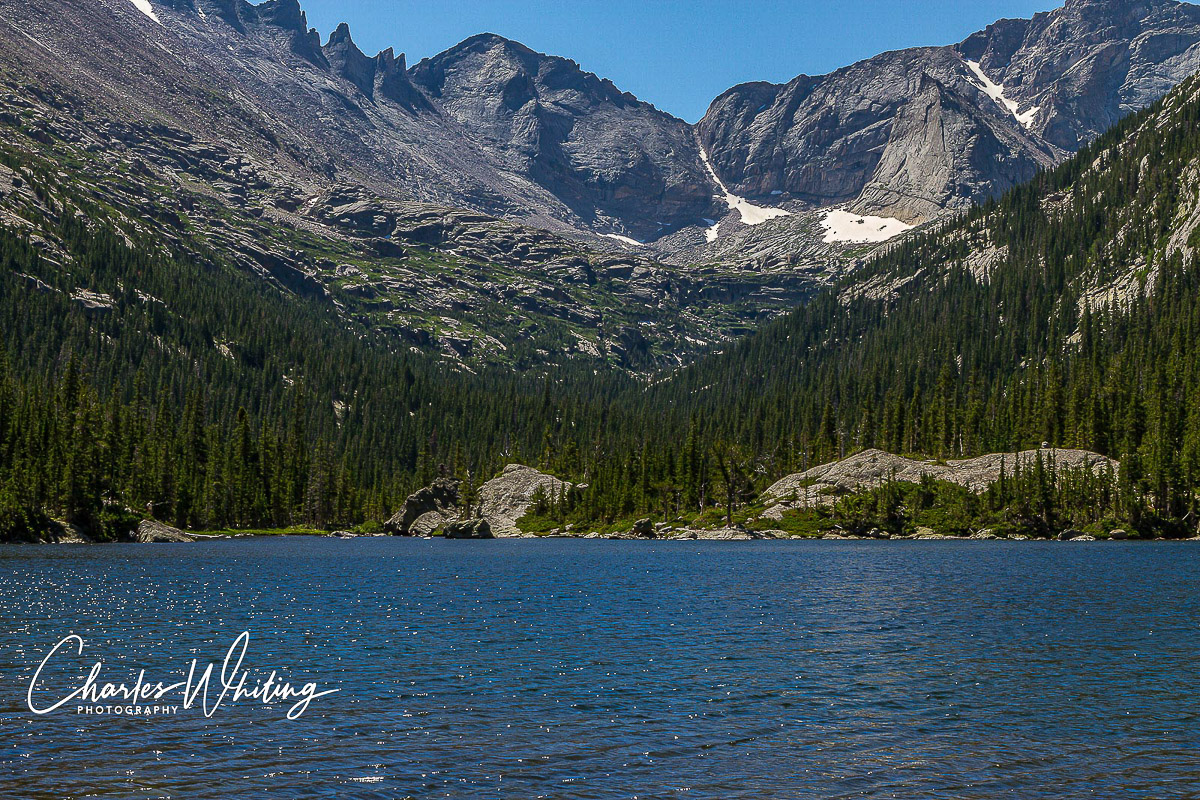 Keyboard of the Winds, Pagoda Mountain, and the Spearhead tower over Mills Lake