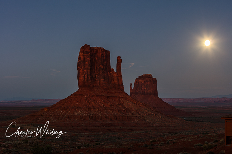 The Harvest Moon rises high above the Mitten buttes