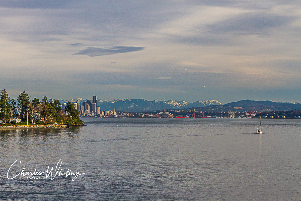 The beautiful Seattle skyline swings into view as the Bainbridge Island ferry leaves the harbor