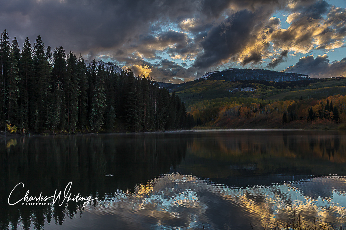 Stormy day sunset at Woods Lake, Placerville, Colorado
